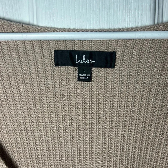 Lulus Taupe Knit Sweater. Size Large. Deep V-Neck. - Picture 3 of 6